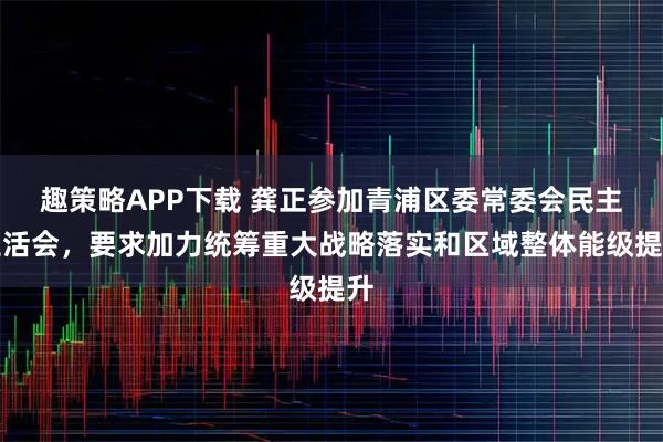 趣策略APP下载 龚正参加青浦区委常委会民主生活会，要求加力统筹重大战略落实和区域整体能级提升